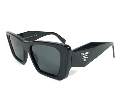 Prada Sunglasses SPR08Y 1AB-5S0 Shiny Black Butterfly Frames w/ Dark Gray Lenses
