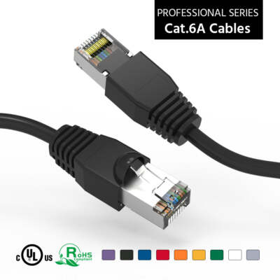 6Ft CAT6A Shielded (SSTP) Ethernet Network Booted Cable Black