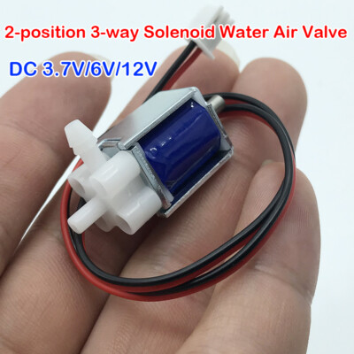 2-Position 3-Way Solenoid Valve DC 3.7V 6V 12V Water Valve Air Valve Exhaust