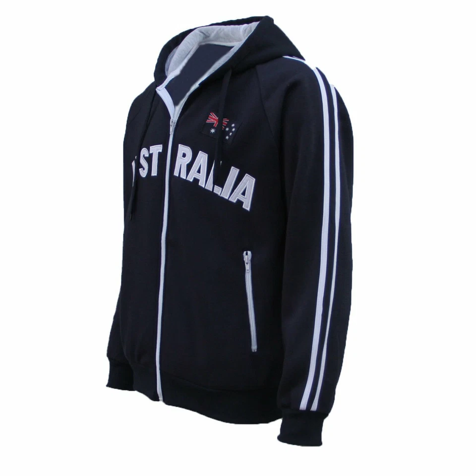New Adults Australia Day Zip Up Hoodie Jacket w Flag Souvenir Jumper Sports Coat - image 3 of 4