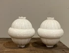 ANTIQUE 2 MILK GLASS W C SHINN LINCOLN NEB LIGHTNING ROD BALL WEATHERVANE (17B)