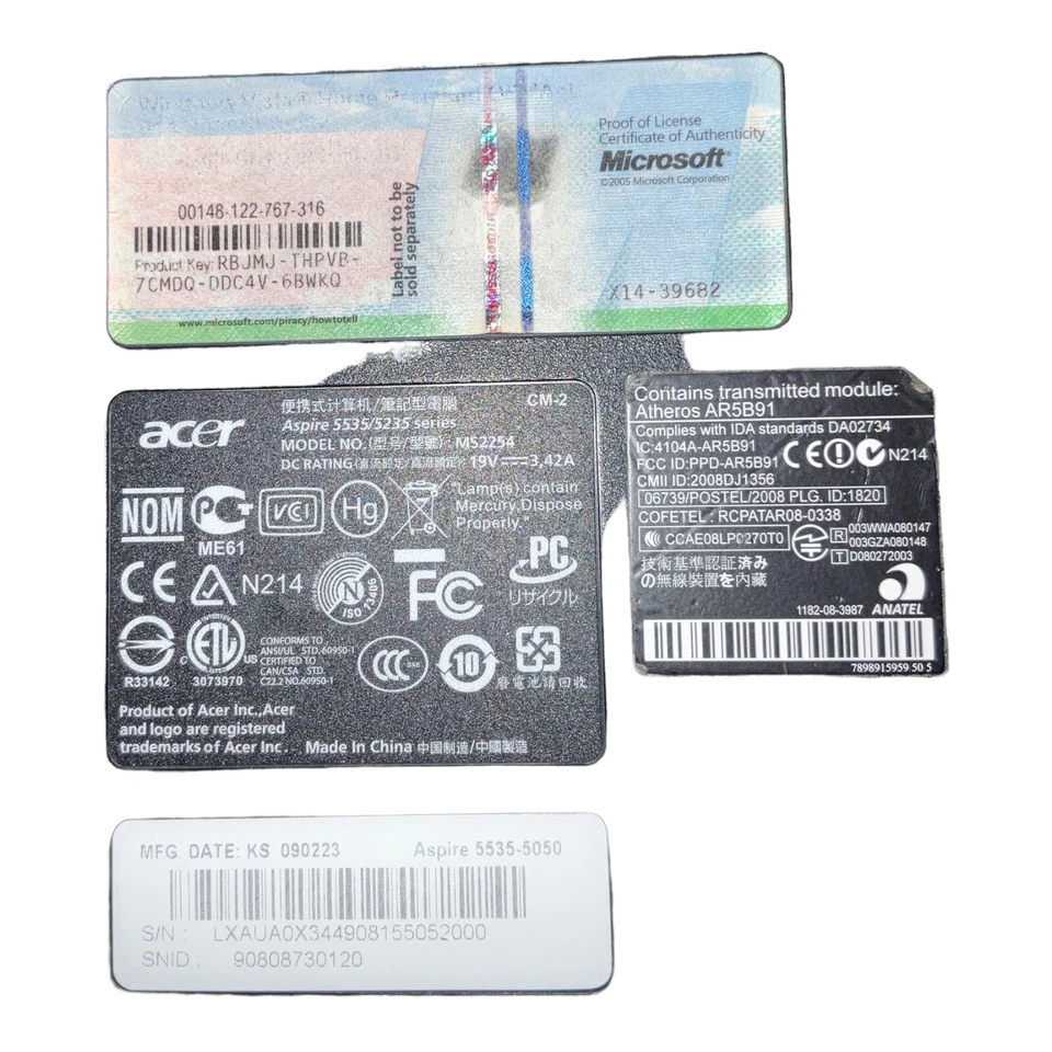 Acer Aspire 5535-5050 Windows Vista para piezas o reparación Foto 4 de 4