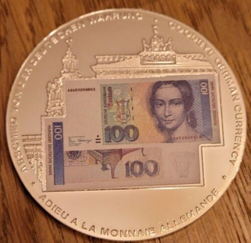 Medaille 10 J. Abschied - 10 Jahre Euro  100 Mark  40 mm PP mit Zertifikat - Bild 1 von 4