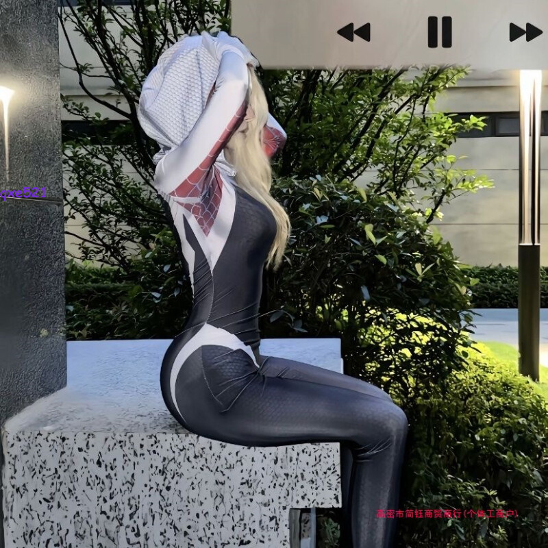 Medias Animación Spider Gwen Juegos con disfraces Ropa Niños Adultos Exposición Difusa