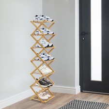 7-layer integrated foldable bamboo shoe rack, independent open shoe rack