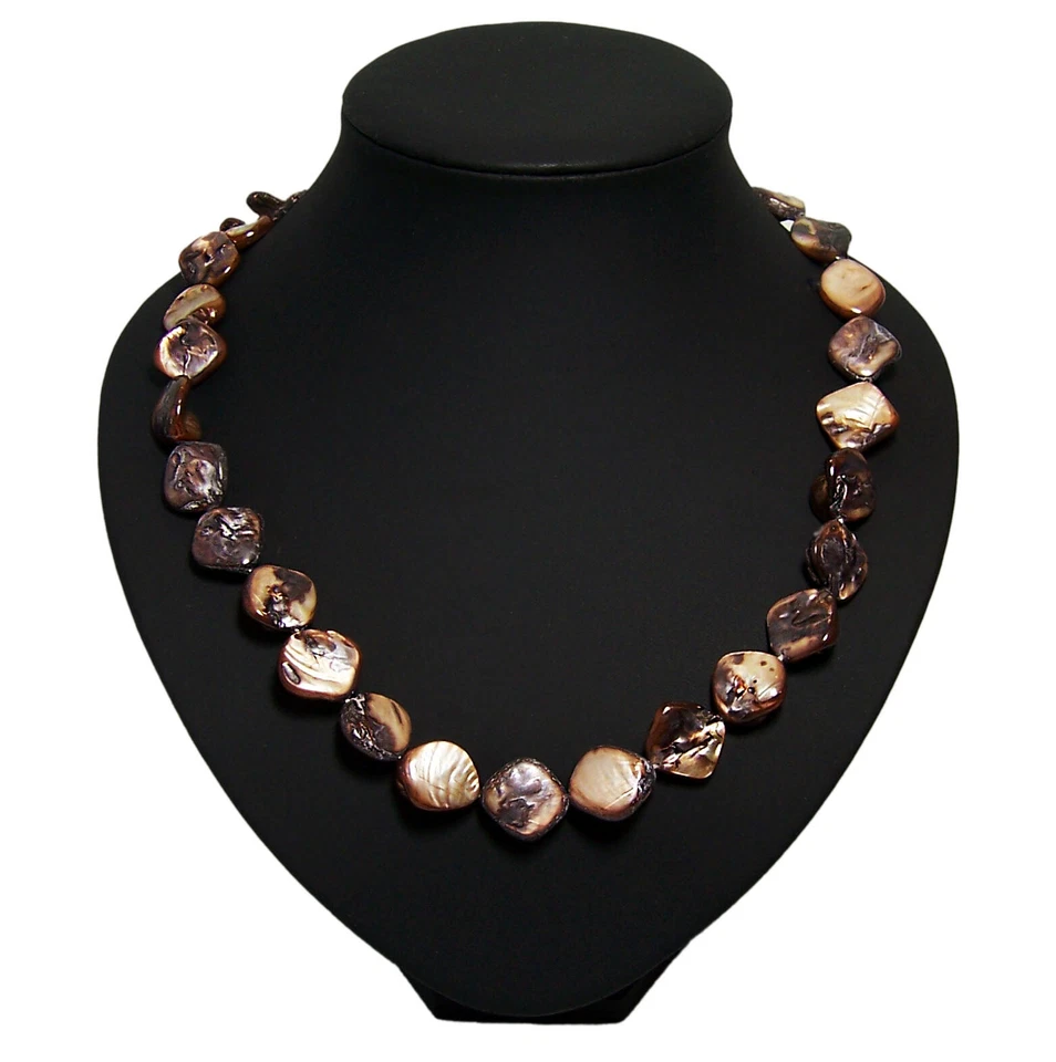 Kette Halskette 50cm Perlmutt braun rosenholz Perlenkette Schmuck Perlen K656 - Bild 2 von 4