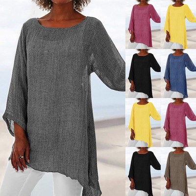 Damen Freizeit T-Shirt Langarm Bluse Hemd Herbst Tunika Lose Longtop Oberteile