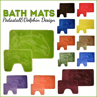 ARLINENS Bath Mat Set Dolphin & Pedastal Design 2 PC Non Slip Best Quality Soft Easy Care