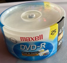 Maxwell DVD-R Discs 4.7GB/16x/120 MIN Brand New Sealed 25 Pack B5