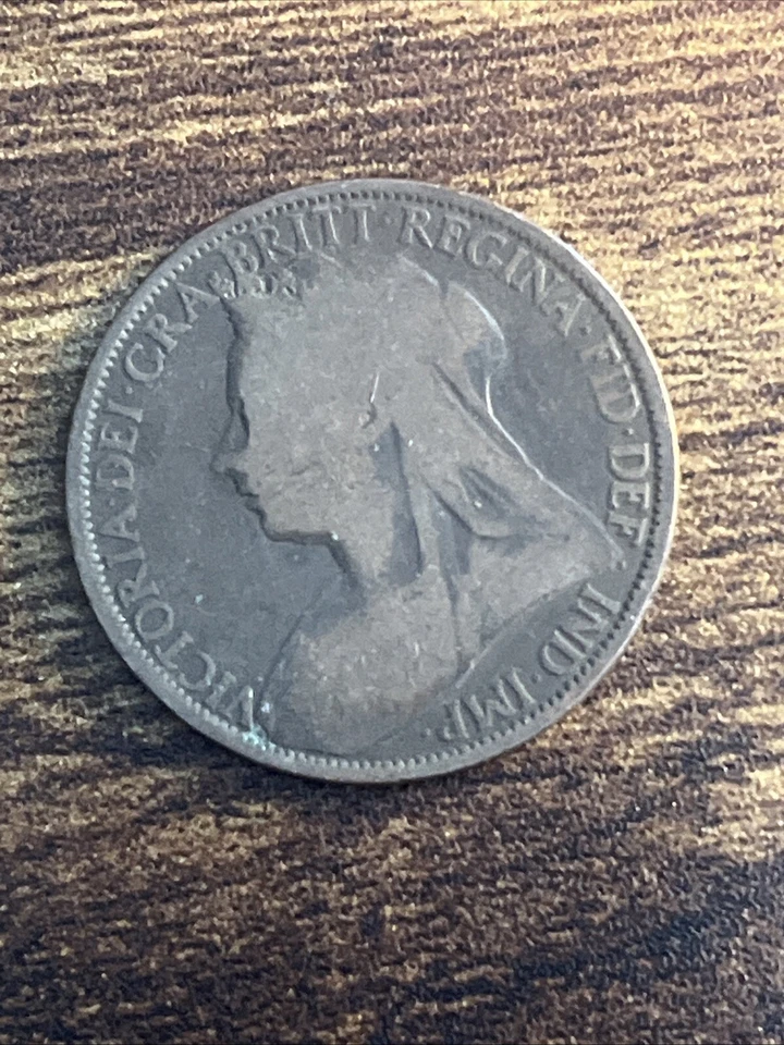 1896 Great Britain Queen Victoria One 1 Penny Bronze Actual Coin TK9762* - Image 2 of 3