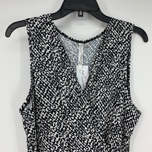 NY Collection Jumpsuit Womens Size XL Petite Black Printed Sleeveless V Neck NWT - Picture 2 of 12
