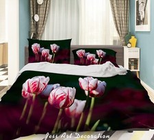 3D Flower Nursery Tulip Purple Quilt Cover Set Duvet Cover Bedding Pillowcases