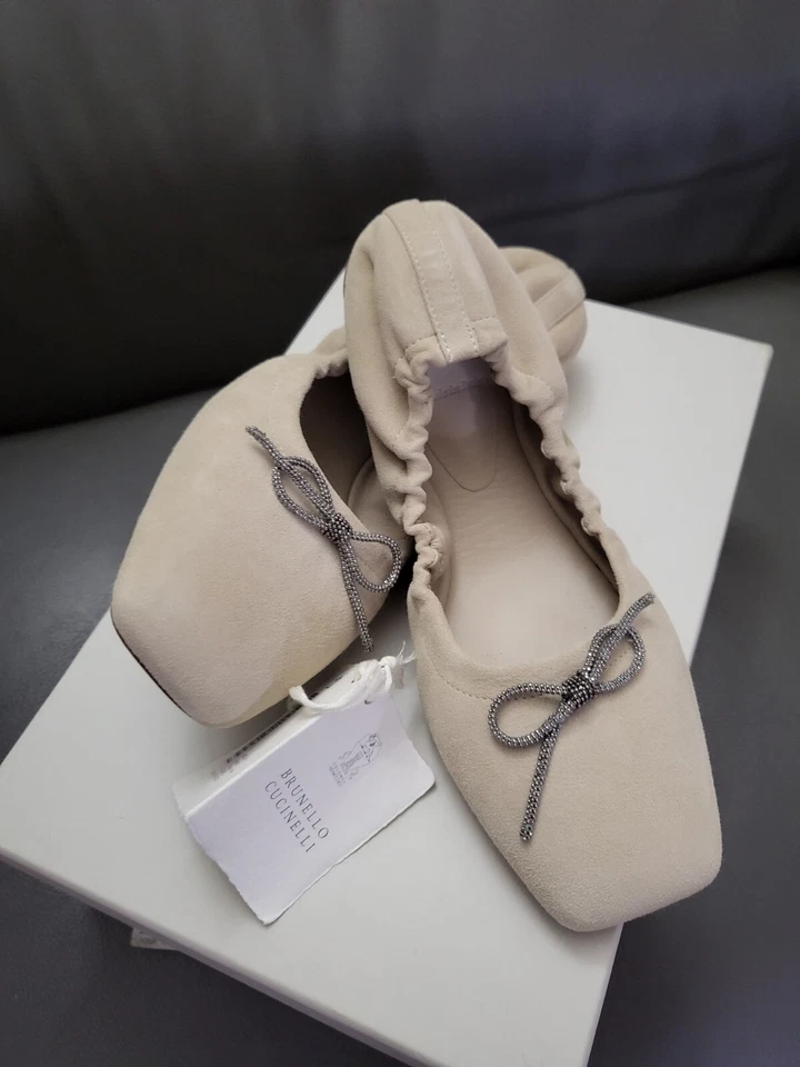 Zapatos planos/ballet beige gamuza mujer Brunello Cucinelli 995 $ talla: EE. UU. 7/37 UE Foto 2 de 4