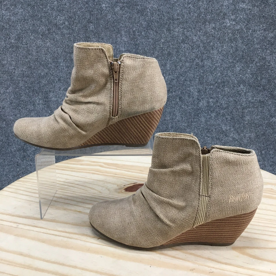Blowfish Botas Mujer 8.5 Botín Marrón Cremallera Lateral Informal Punta Redonda Cuña Foto 2 de 4
