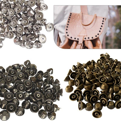 CRAFT SHOP 100 Stck. Pilz Kegel Nieten Rücken Flachkopf Nieten für Leder Handtaschen Jacke