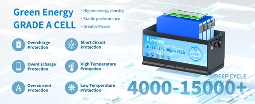 Batería de litio 100Ah 200Ah 300Ah 12V LiFePO4 BMS batería autocaravana 20000 ciclos - Imagen 9 de 122