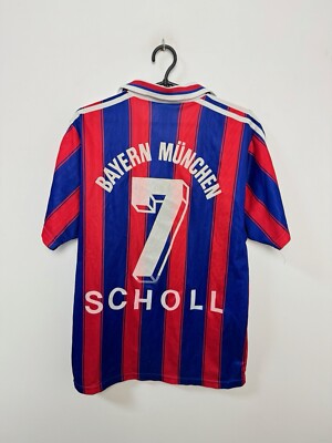 BAYERN MÜNCHEN 1996/1997 HOME FOOTBALL SHIRT #7 SCHOLL TRIKOT GR. S ERWACHSENE