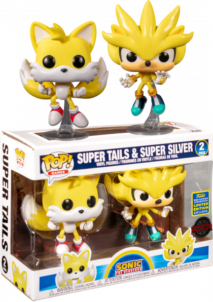 Sonic Funko Pop! Super Tails and Super Silver (No Shared Sticker) *DAMAGED  BOX*