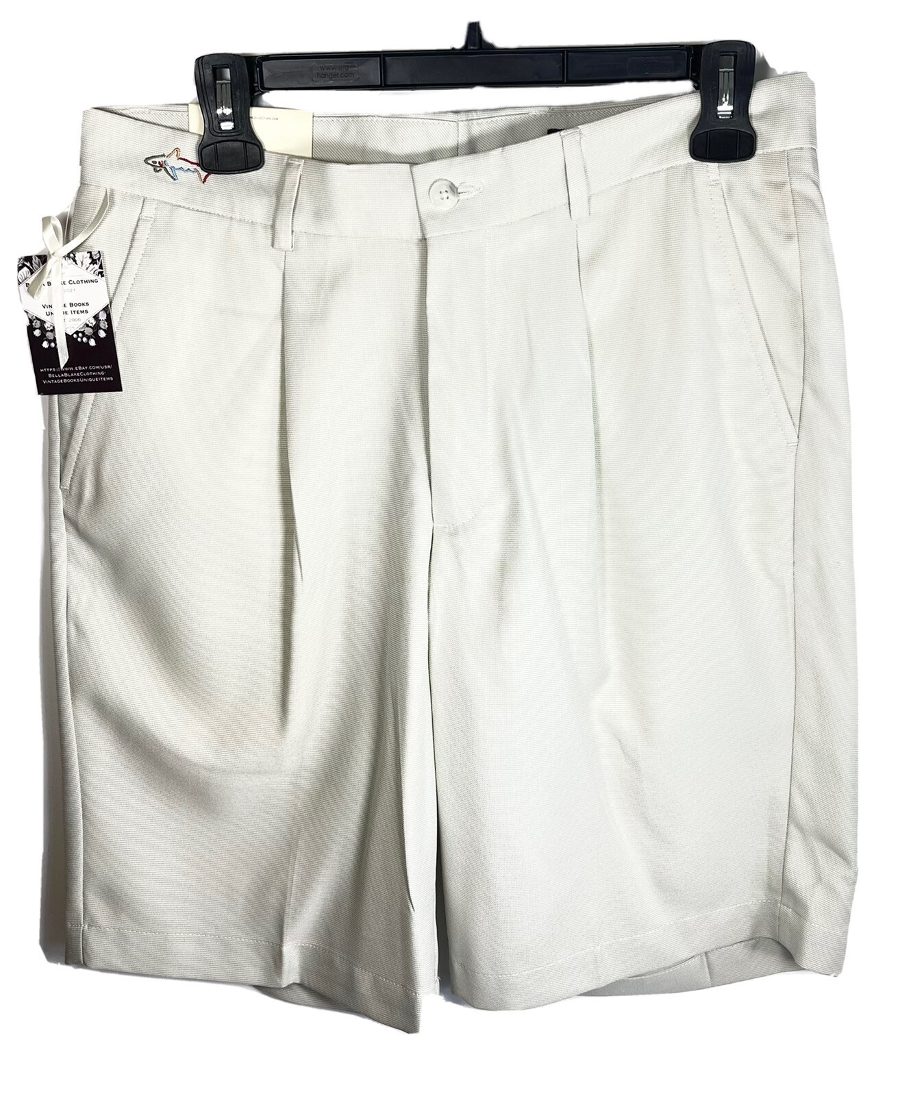 Greg Norman Golf Shorts Men 30 Sand SNT Single pleat Check logo Pro Fit NWT $59