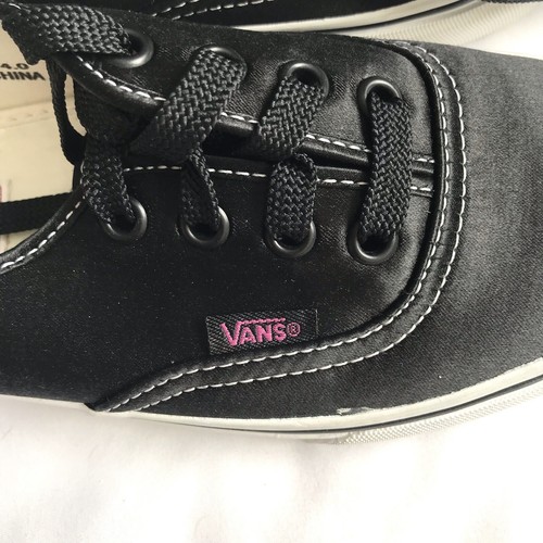 NEW Vans Era Boy 4 Women 5 shoes black satin athletic low top skate sneakers VTG - Picture 7 of 12