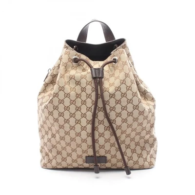 Sac à dos GUCCI GG toile cordon 449175 cuir beige marron occasion - Photo 1/4