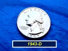 1943-D  Washington  Quarter ➪ Full Design Details ➪ Lustrous Coin  ➪ 243d