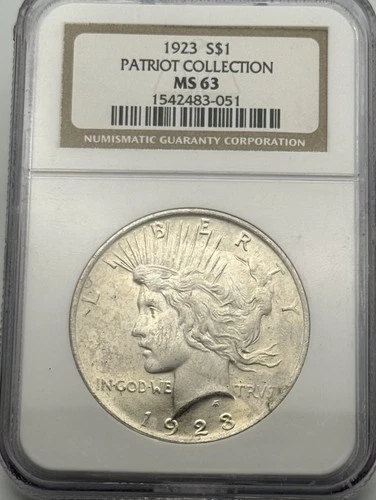 1923 - Peace Silver Dollar - NGC MS 63 - Patriots Collection
