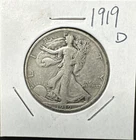 1919-D Walking Liberty Half Dollar 50c KEY DATE 90% Silver VG