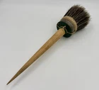 13" French antique paintbrush with a long, wooden handle and horsehair bristles