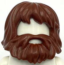 Lego New Reddish Brown Minifigure Hair Shaggy Beard and Mouth Hole Piece