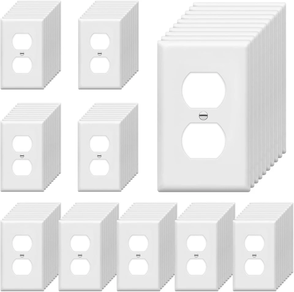 100 件装光泽白色电气插座盖 - 标准聚碳酸酯板 — 第 3/4 张图片