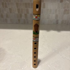 Vintage Handmade Bamboo Flute Exotic Hand Painted Wind Musical Instrument 7 hole