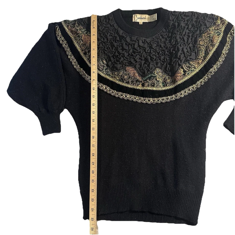 Suéter para mujer Carducci vintage raro años 80’s negro dorado talla M hombreras Foto 3 de 4