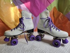 Vintage 80s Seneca Rink Master Womens Roller Skates White Purple Sz 9