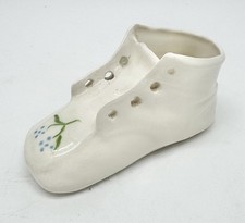 Vintage Hand Made Painted Ceramic Baby Shoe Decoration Mini Planter Signed 1984