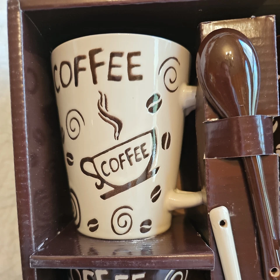 Juego de Taza y Cuchara, Home Essentials and Beyond, 8 Piezas Nuevo Marrón y Beige Foto 2 de 4