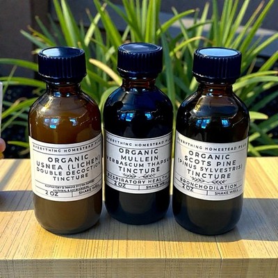 3 PACK ORGANIC Tinctures: Respiratory Wellness  Mullein, Usnea, & Scots Pine