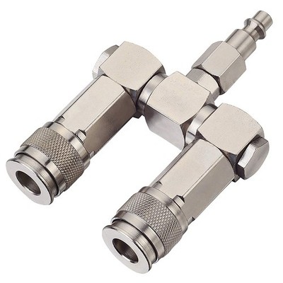 FIXSMITH Air Hose Connector- 2 Way Splitter,1/4 In 1 Pack, Silver 
