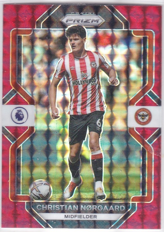 2022-23 Panini Prizm Premier League Soccer Red Mosaic Christian Norgaard #36