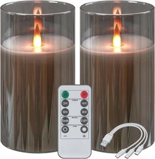 Rechargeable Flameless Candles, Flickering LED Candles, Real Wax Candles with Re
