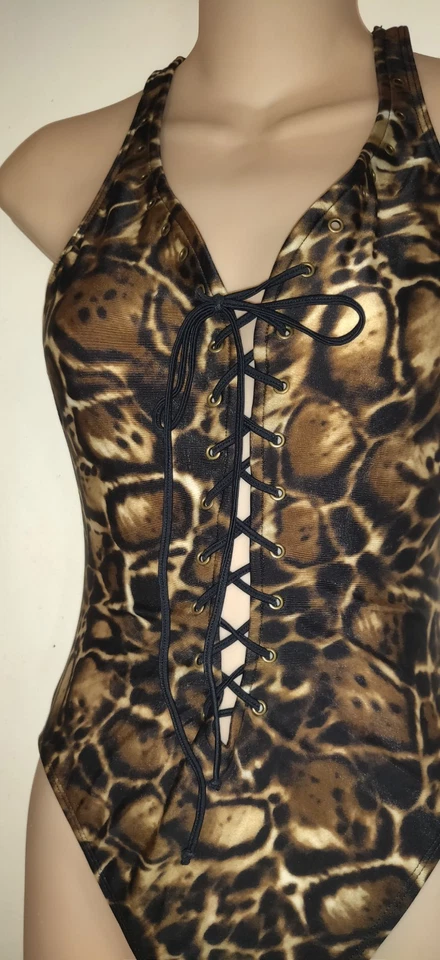 Traje de baño vintage Victoria's Secret leopardo para mujer pequeño 1 pieza nuevo sin etiquetas con cordones nuevo Foto 4 de 4