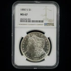 1880-S Morgan Silver Dollar NGC MS67 – High Grade Mint State $1