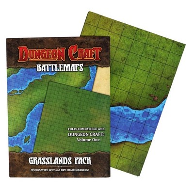 Versatile Double-Sided RPG Battle Map - Grasslands & River Design 24'' x 33''