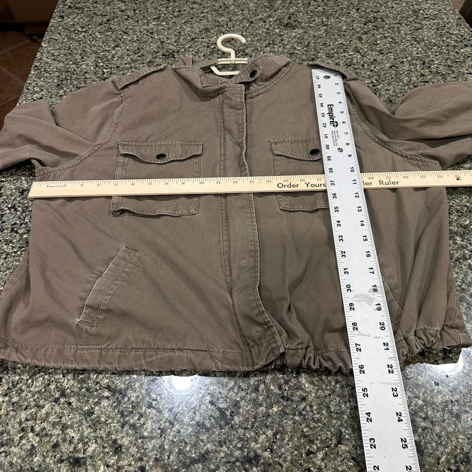 Torrid Military Style Bomber Jacket Womens Plus 3X Brown 100% Cotton Button Zip - Image 3 of 4