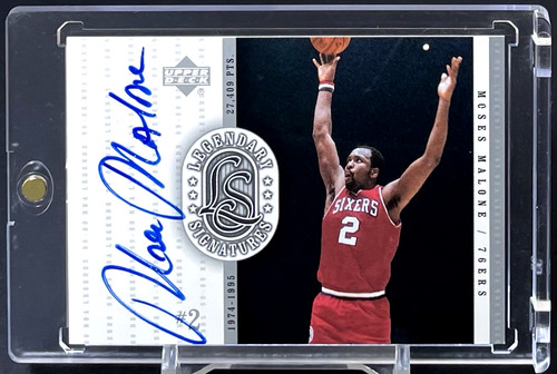 Moses Malone #MM — 1999 Upper Deck Legends Legendary Signature basketball card
