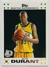 2007-08 Kevin Durant WHITE PARALLEL ROOKIE CARD RC Topps Retail Factory Set #2. rookie card picture