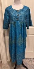 Sante Classic Teal Floral Dress SZ L Boho Loungewear Patio Dress Sundress