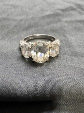 PAJ Engraved 925 Sterling Silver CZ Woman's Engagement Ring Size 5.5 - 6