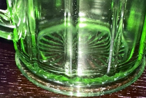 Vintage Hazel Atlas Depression Glass Ribbon Vaseline Small Green Pitcher 1930s - Picture 7 of 12