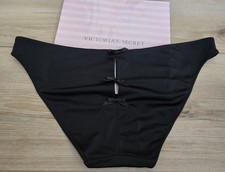 Vintage 2003 Victoria's Secret Black Silky Satin Cut-Outs Bows Bikini Panties L